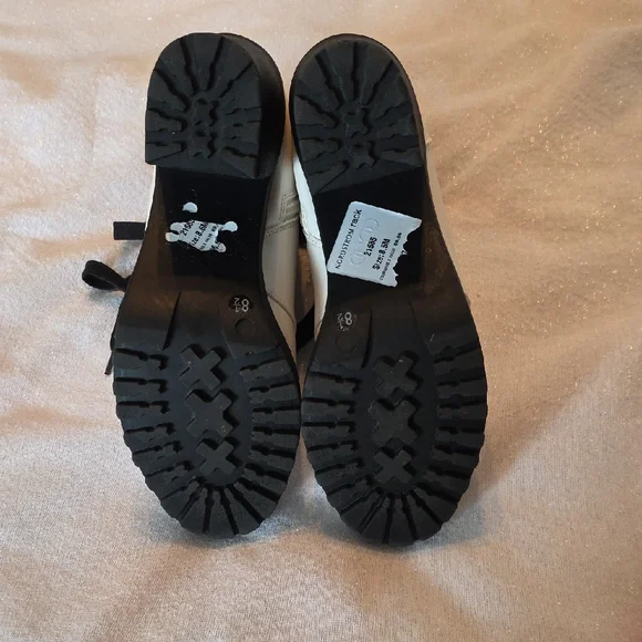 Mia Annamaria White Edgy Chunky Combat Ankle Boots 8.5 - Picture 4 of 8